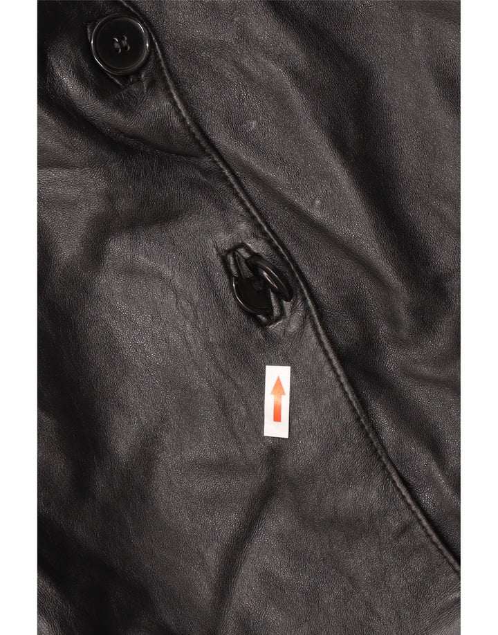 VINTAGE Manteau en cuir surdimensionné pour femme IT 44 Cuir noir moyen