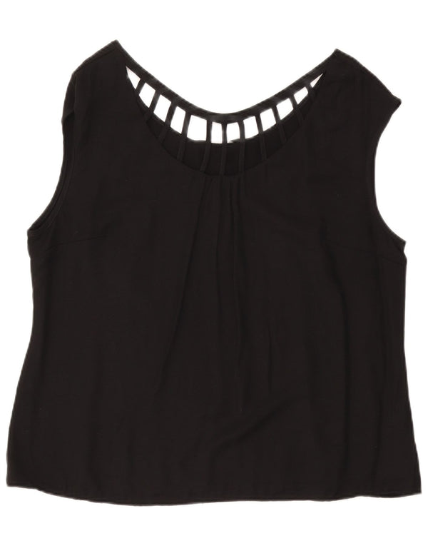 LAURA ASHLEY Chemisier sans manches pour femme UK 18 XL Viscose noire