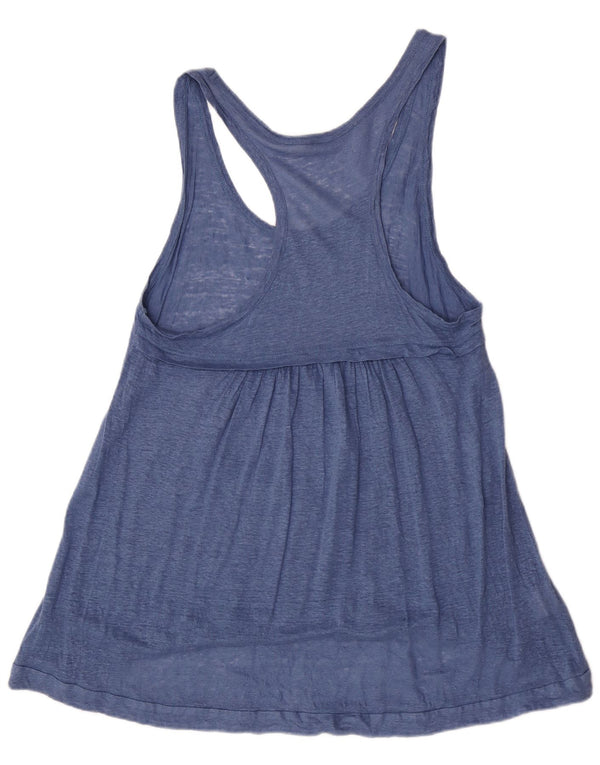 Stefanel Tunique sans manches pour femme UK 12 Lin bleu moyen