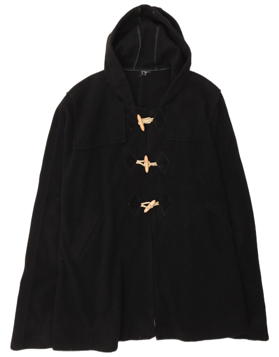 manteau poncho à capuche femme vintage taille unique noir