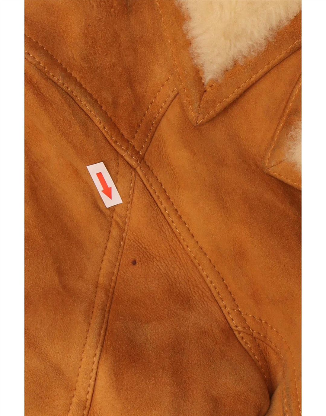 vintage Mens Shearling Overcoat IT 48 Cuir Beige Moyen