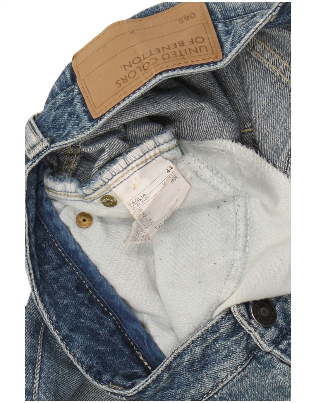 Benetton Jean Bootcut Femme IT 44 Medium W32 L32 Bleu Coton