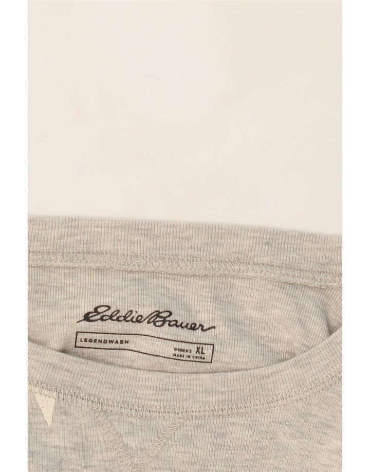 EDDIE BAUER Womens Abstract Pattern Sweatshirt Jumper UK 18 XL Grey Cotton Vintage Eddie Bauer and Second-Hand Eddie Bauer from Messina Hembry 