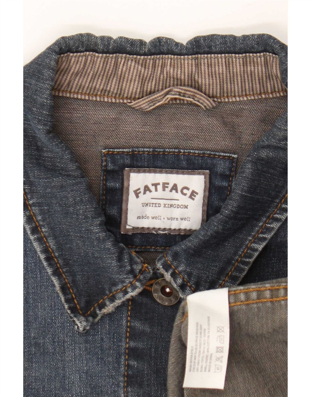Fat Face Veste en jean pour femme UK 14 Bleu moyen Coton