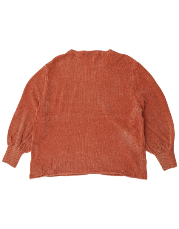 Zara Pull surdimensionné à col bateau pour femme UK 14 Orange moyen