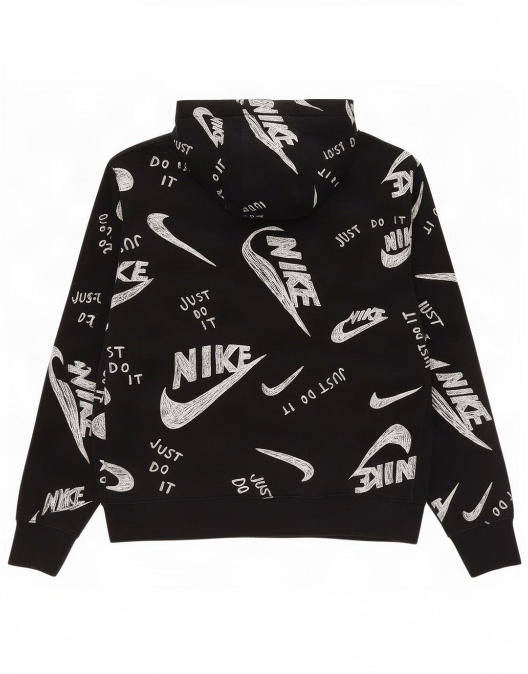 Nike Pull à capuche graphique en coton noir moyen pour homme