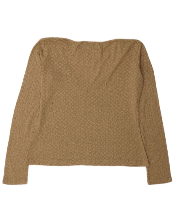 Zara Pull col V pour femme UK 16 Large Beige Acrylique