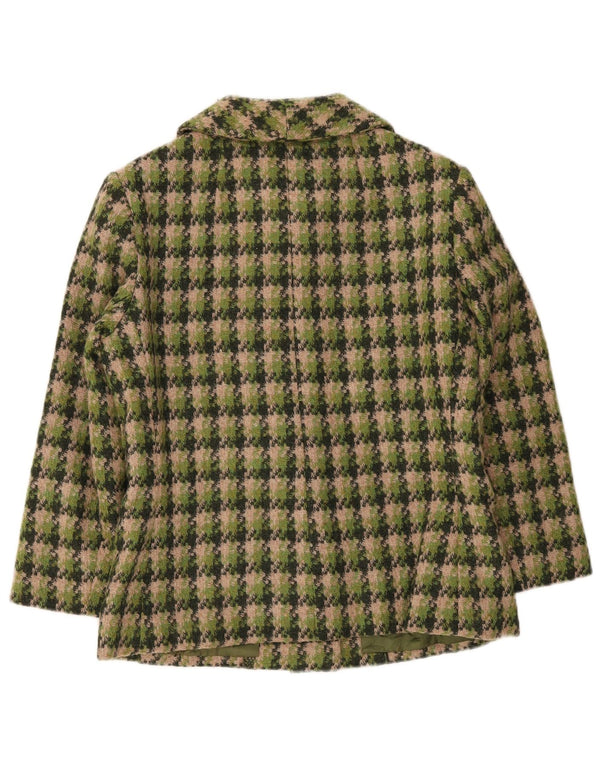 vintage Femme 4 Bouton Blazer Veste UK 14 Moyen Vert Check