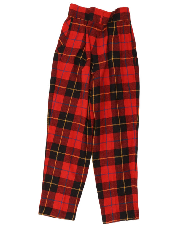 Pantalon décontracté taille haute femme vintage IT 44 Medium W30 L30 Red Check