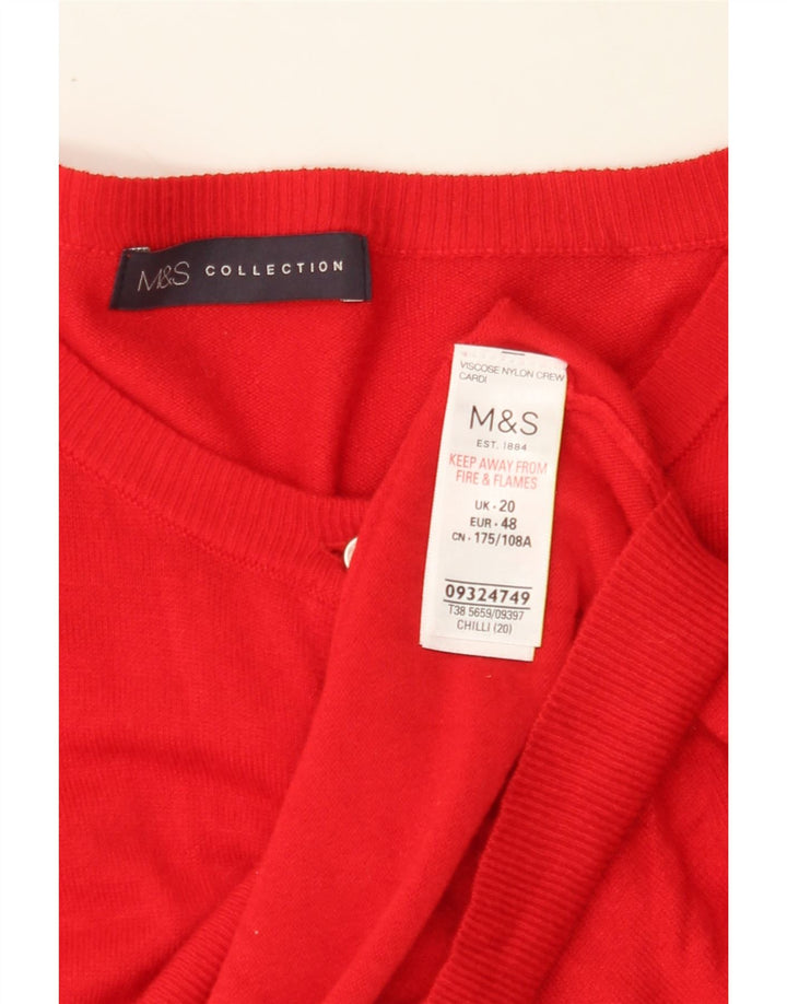 MARKS & SPENCER Womens Cardigan Sweater UK 20 2XL  Red Viscose Vintage Marks & Spencer and Second-Hand Marks & Spencer from Messina Hembry 