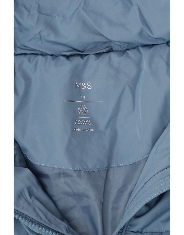 Marks & Spencer Veste matelassée pour femme UK 14 Large Bleu Polyester