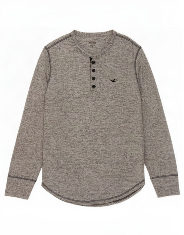 Hollister Haut à manches longues pour homme en coton moucheté petit gris
