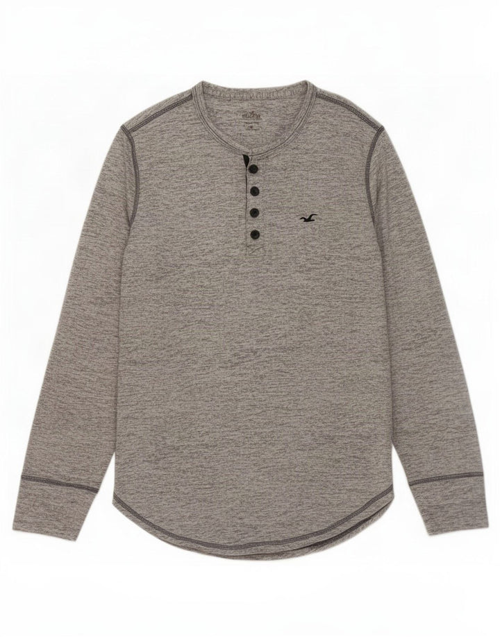 Hollister Haut à manches longues pour homme en coton moucheté petit gris