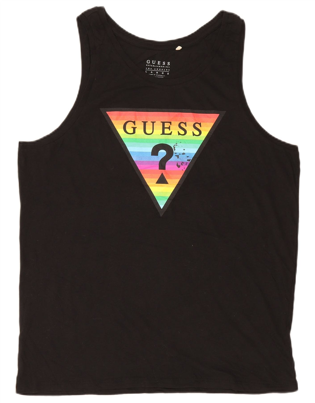 Guess Débardeur Graphique Homme Grand Noir Coton