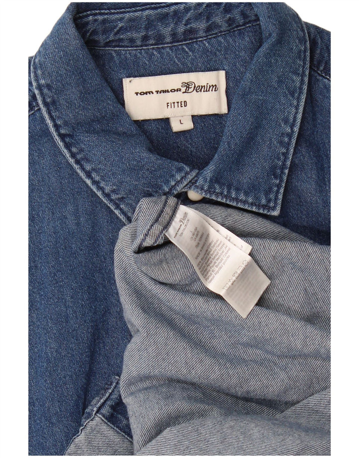 Tom Tailor Chemise en Jean Ajustée Homme Bleu Marine Large Coton