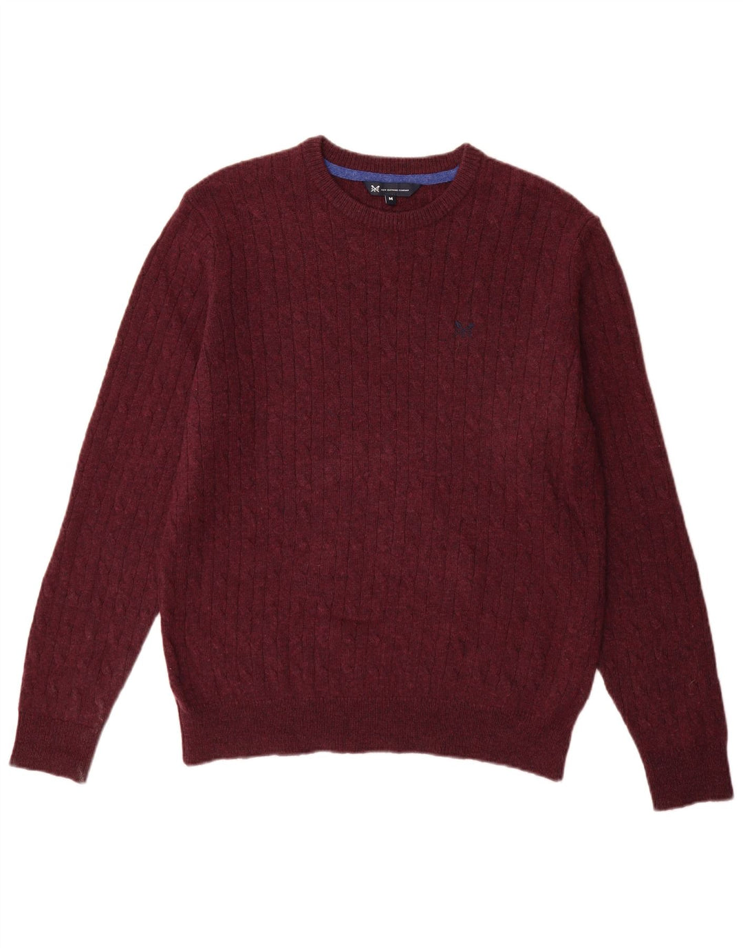 Crew Clothing Pull à col rond pour homme en laine d'agneau bordeaux moyen