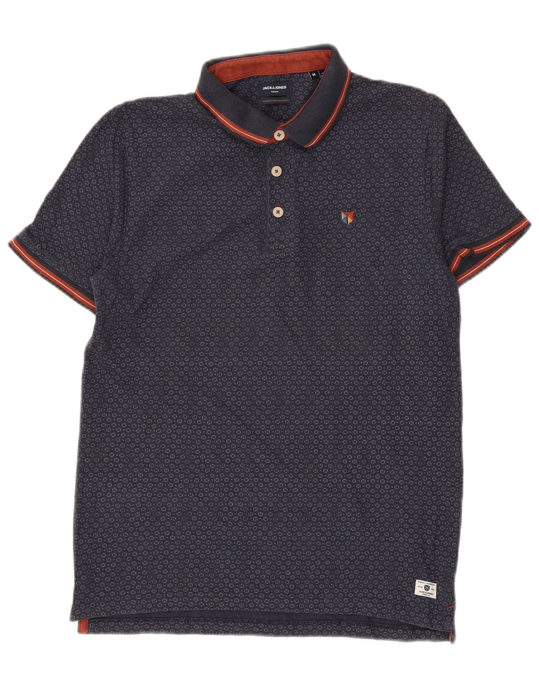 JACK & JONES Polo Premium Homme Bleu Marine Moyen Coton Géométrique