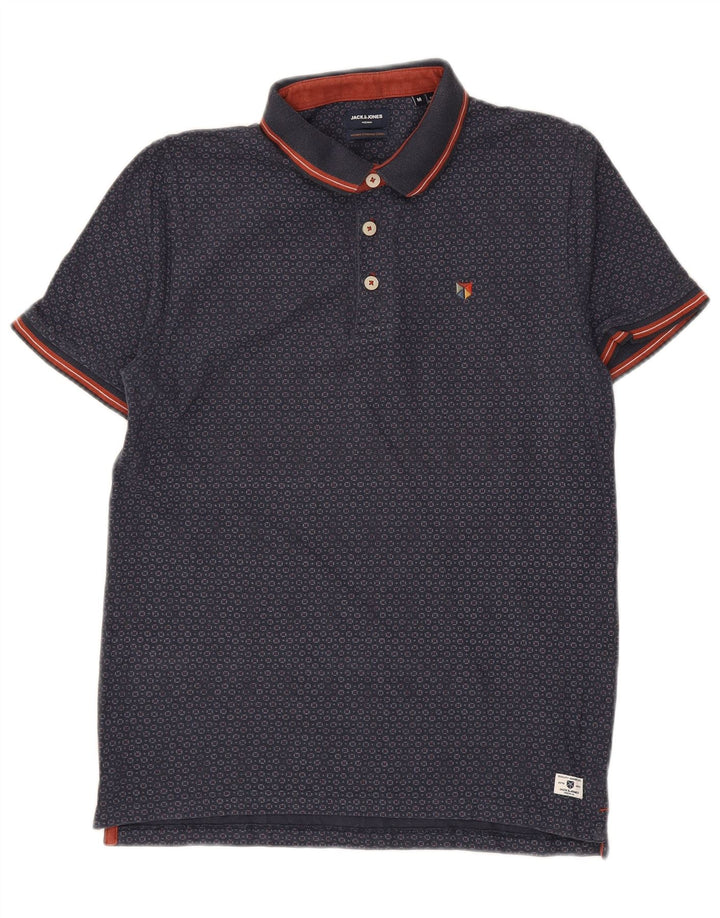 JACK & JONES Polo Premium Homme Bleu Marine Moyen Coton Géométrique
