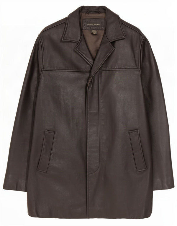Banana Republic Manteau en cuir pour homme UK 38 Medium Noir