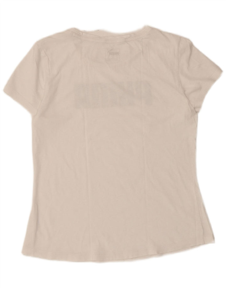 Puma T-shirt graphique pour femme UK 12 Blanc moyen