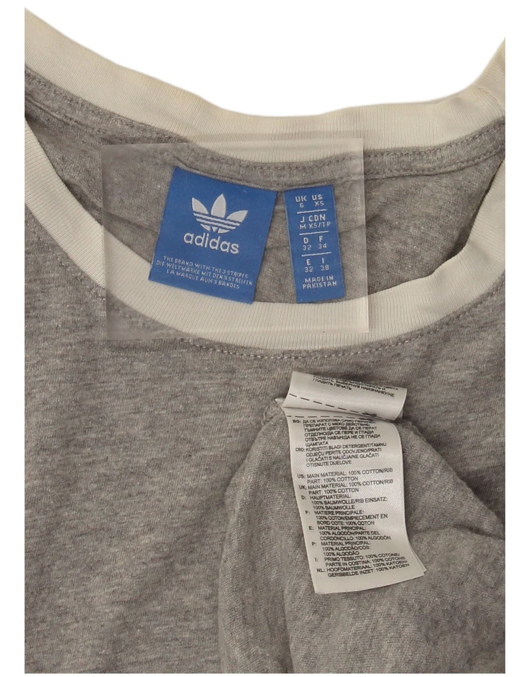 Adidas T-shirt surdimensionné pour femme UK 6 XS Gris Coton