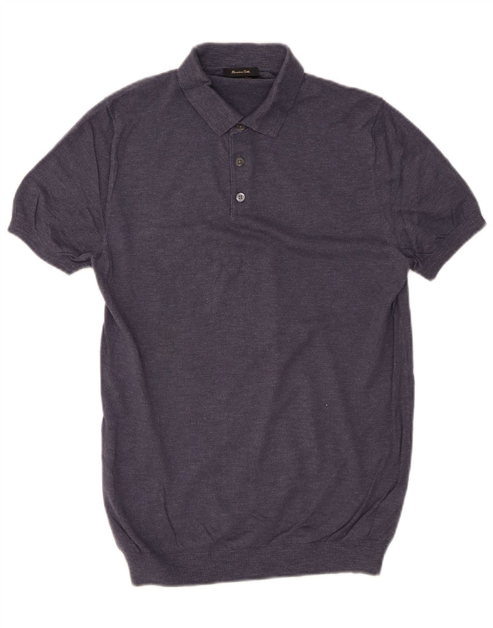 MASSIMO DUTTI Pull à manches courtes et col polo pour homme Bleu marine Taille S