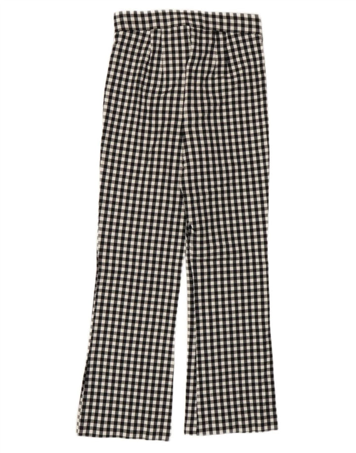 Zara Pantalon décontracté bootcut pour femme Petit W26 L25 Viscose vichy noir
