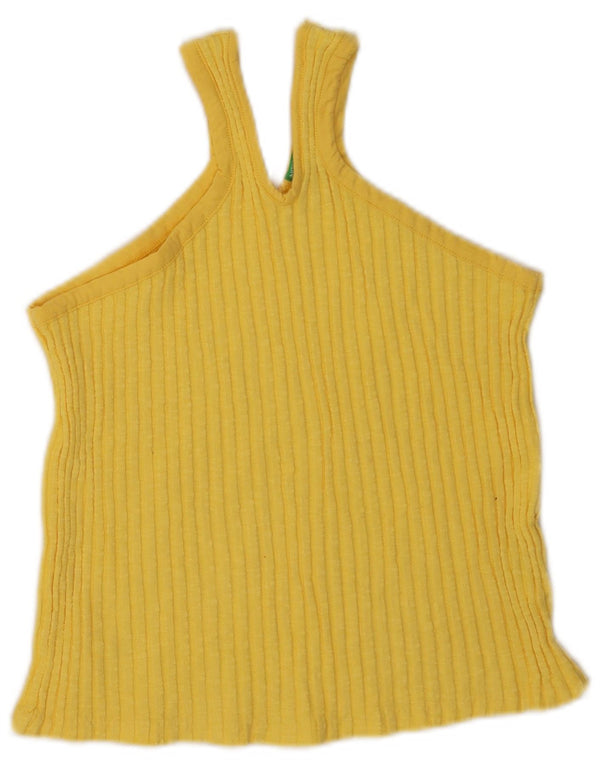 Benetton Débardeur court pour femme UK 10 Small Jaune Coton