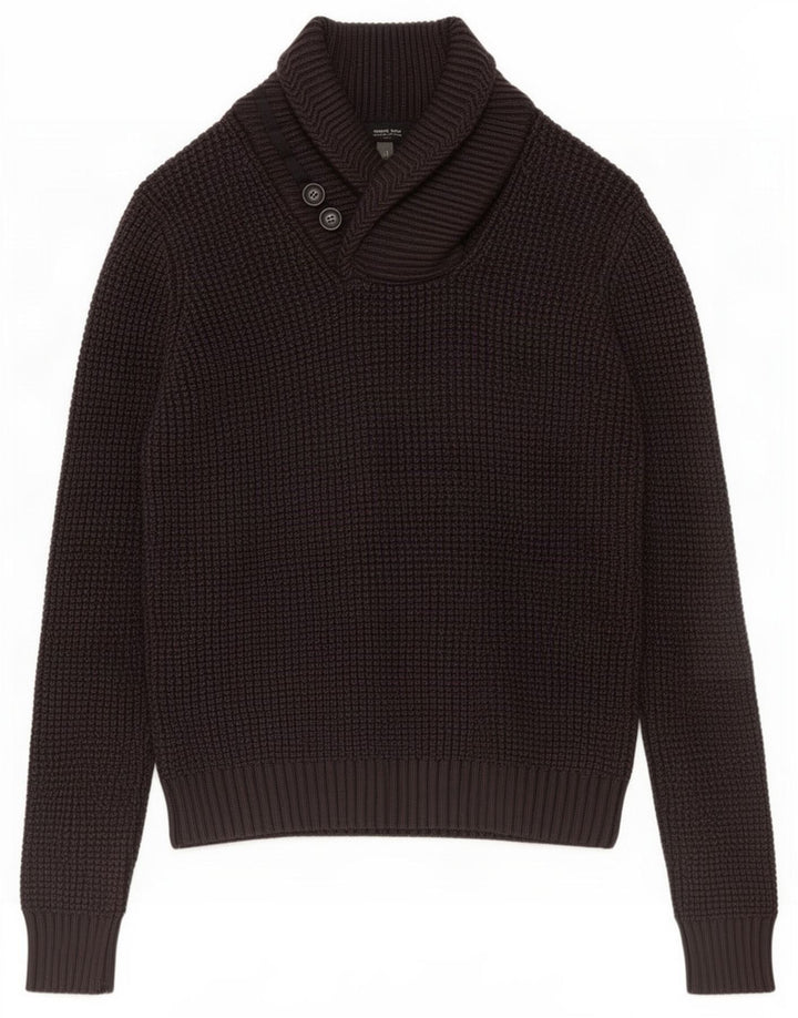 ONE WAY Pull Col Châle Homme Laine Gris Moyen