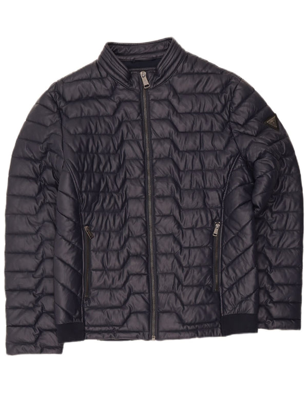Guess Veste matelassée pour homme UK 42 XL Bleu marine Polyester