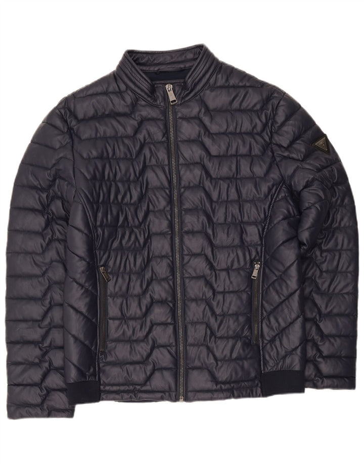 Guess Veste matelassée pour homme UK 42 XL Bleu marine Polyester