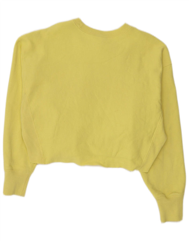 CHAMPION Sweat-shirt court Reverse Weave pour femme UK 14 Jaune moyen