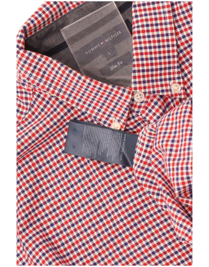 Tommy Hilfiger Chemise Slim Fit pour Homme en Coton Vichy Multicolore Large