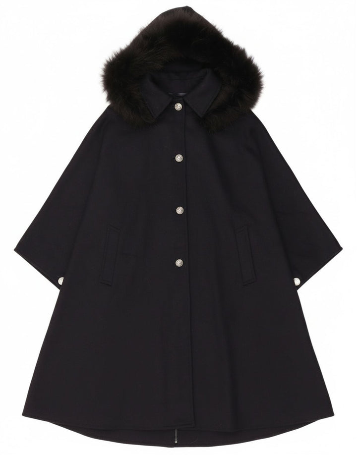 Loden Poncho à capuche pour femme Taille unique Bleu marine Laine