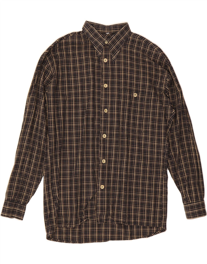 SIGNUM Mens Flannel Shirt Large Black Check Cotton Vintage Signum and Second-Hand Signum from Messina Hembry 
