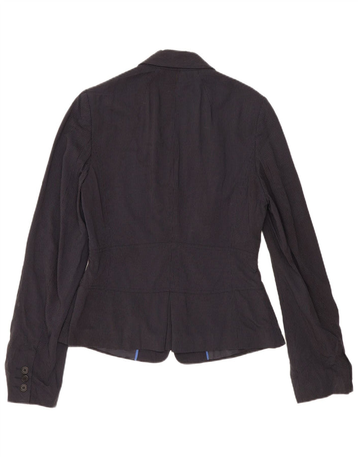Reiss Veste blazer à 2 boutons pour femme UK 12 Bleu marine moyen à fines rayures