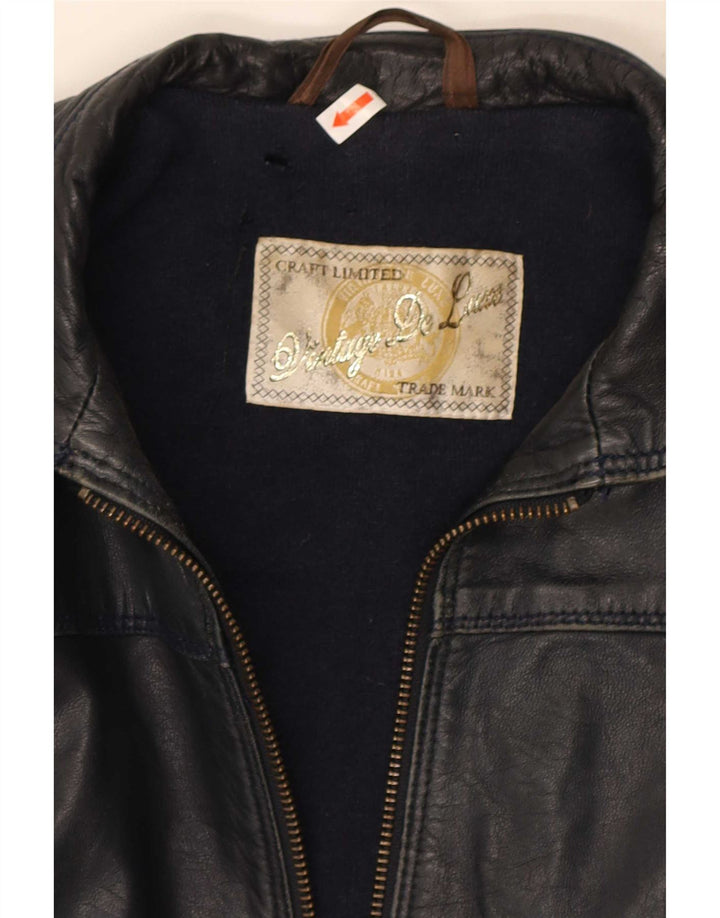Veste en cuir femme vintage IT 42 Cuir noir moyen