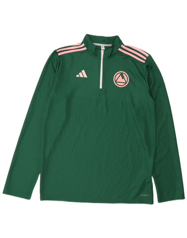 Adidas Mens Aeroready Zip Neck Pullover Tracksuit Top Large Green Polyester