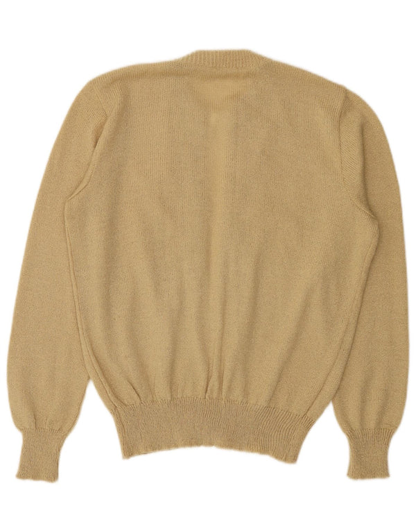 vintage Femme Open Cardigan Pull UK 14 Beige Moyen