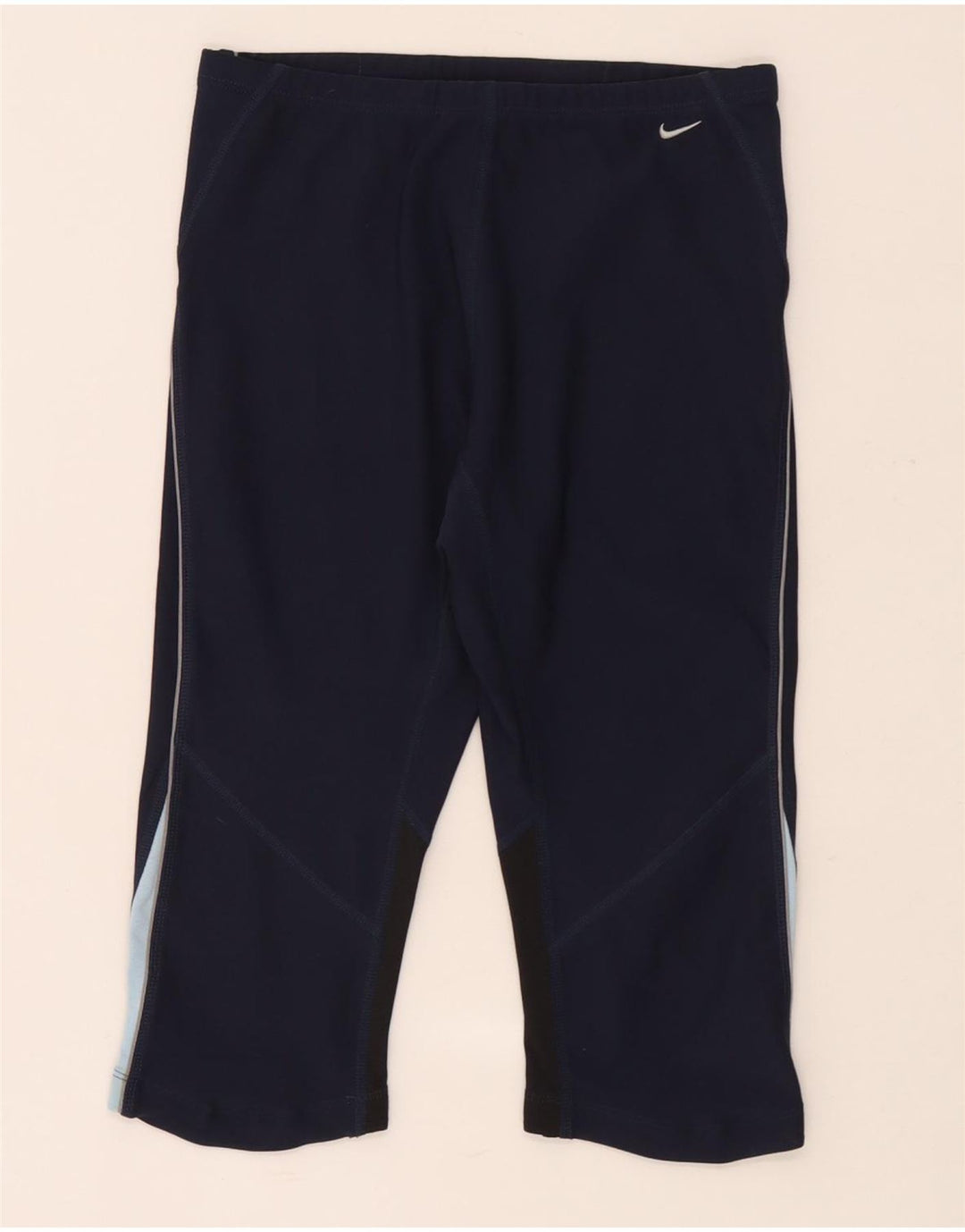 Legging Capri Nike Femme UK 14/16 Large Bleu Marine Colorblock Polyester