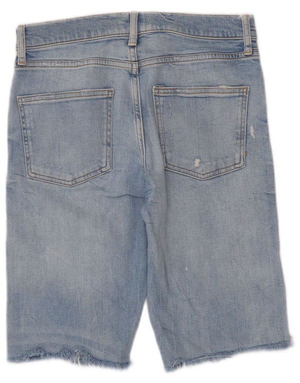 Zara Short en jean vieilli pour femme EU 36 XS W26 Bleu