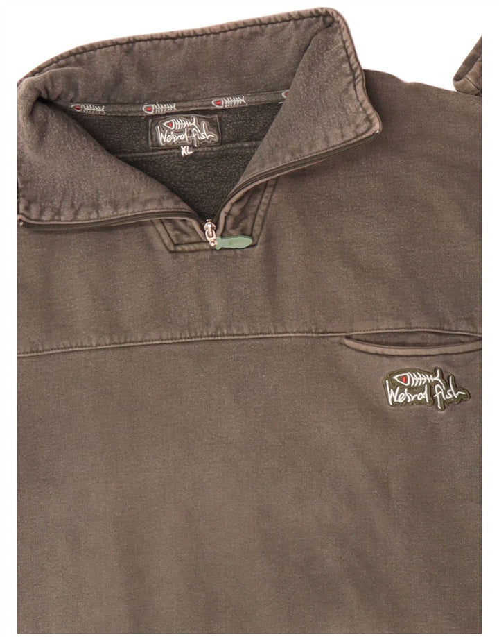 WEIRD FISH Sweat-shirt col zippé pour homme XL en coton gris