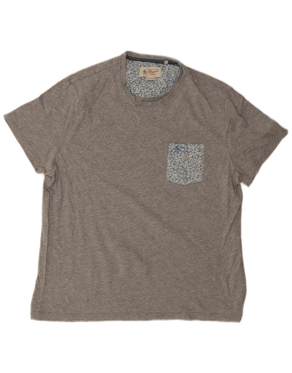 Penguin T-Shirt Homme Top 2XL Gris Floral Coton