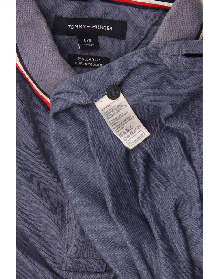 TOMMY HILFIGER Polo Regular Fit Homme Large Bleu Marine Coton