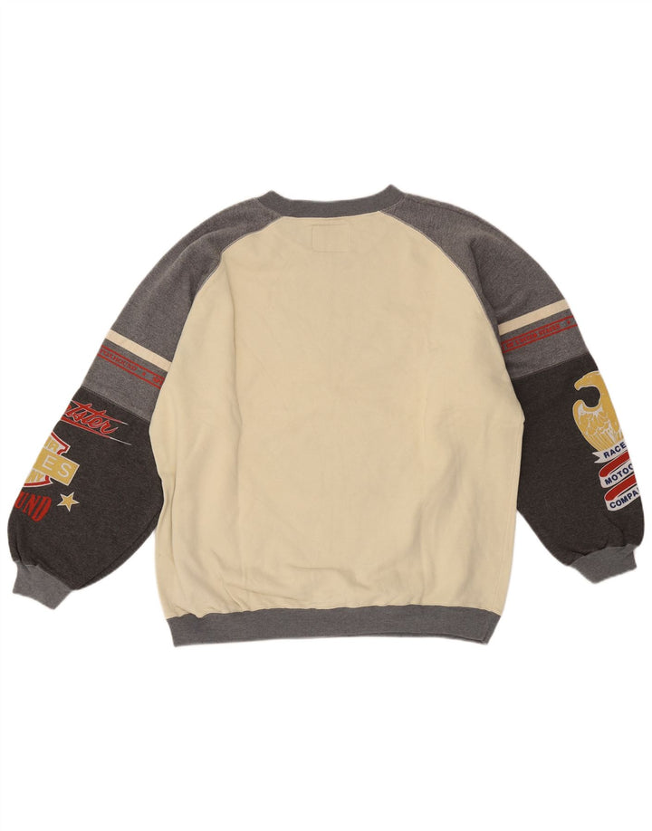 Foxhound Sweat-shirt graphique pour homme en coton color block blanc cassé moyen