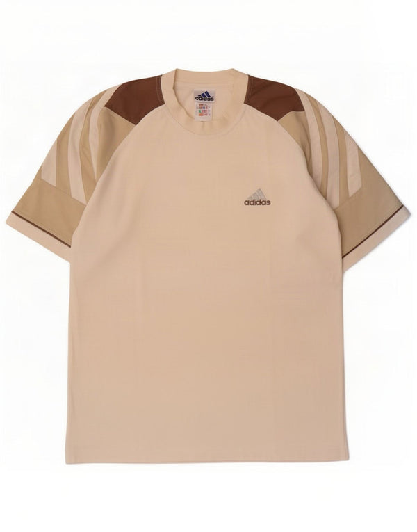 Adidas T-Shirt Homme Top UK 40/42 Coton Colorblock Beige Moyen