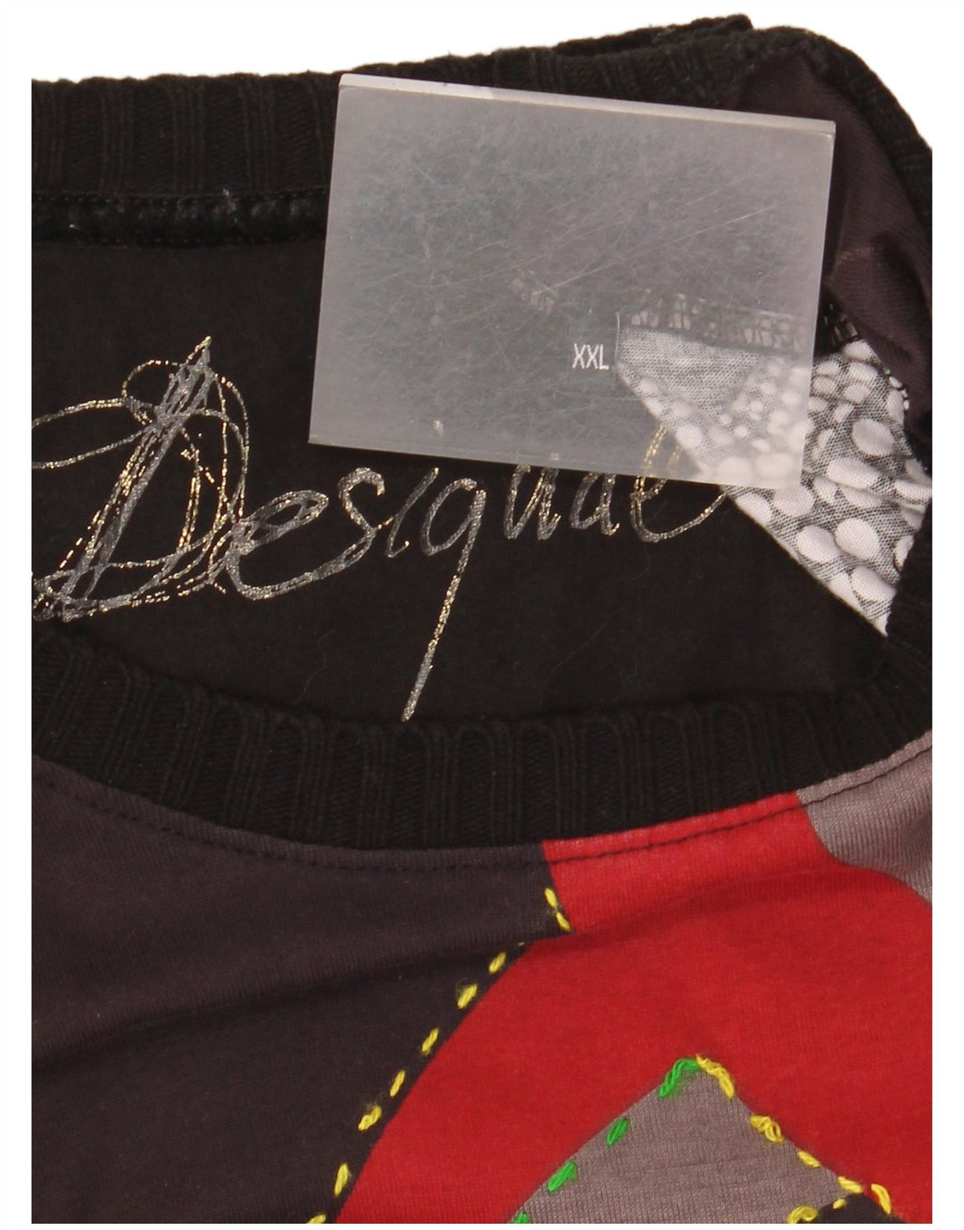 Desigual Haut graphique à manches longues pour femme UK 20 2XL Noir Géométrique