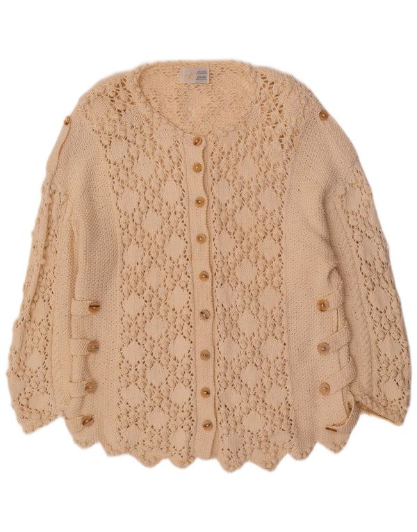 Golden Spiderweb Cardigan pour femme UK 18 XL en coton blanc cassé