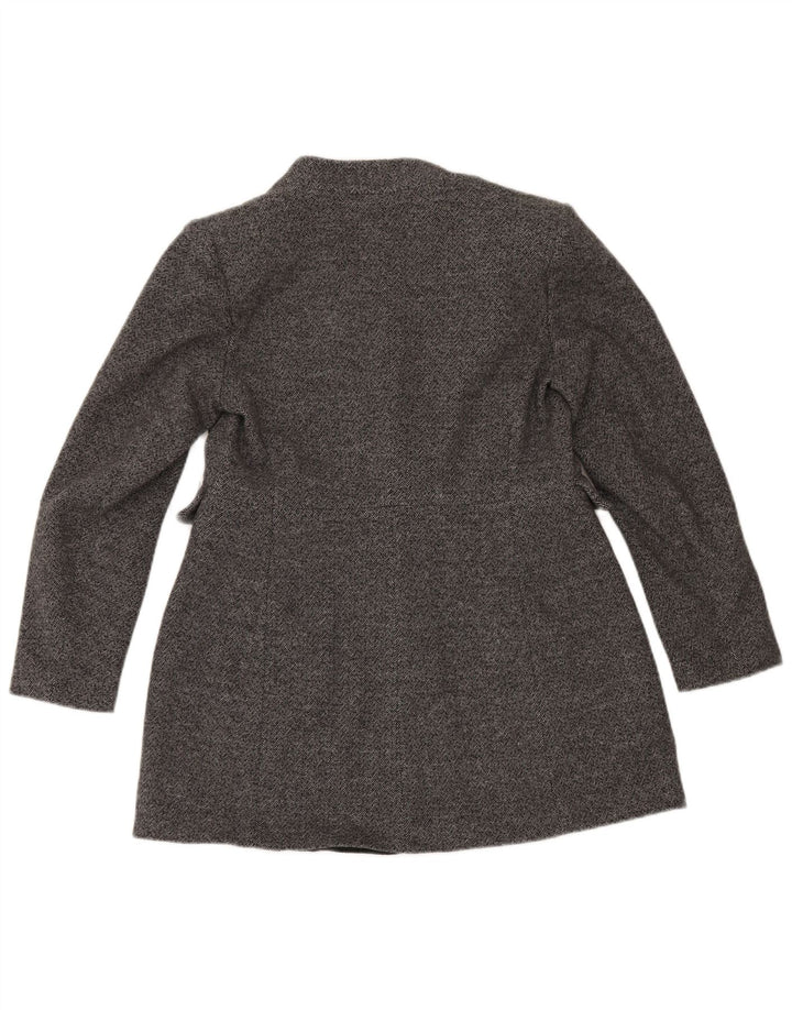 Zara Womens 1 Button Blazer Jacket UK 16 Large Gris Chevrons Coton