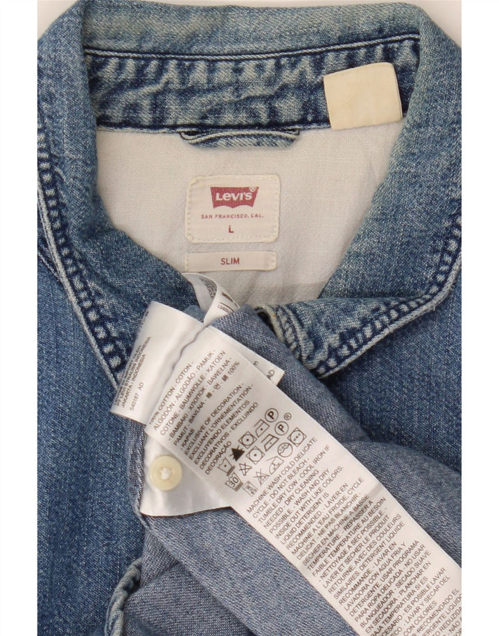 Levi's Chemise en jean slim pour homme UK 40 Large Bleu Coton